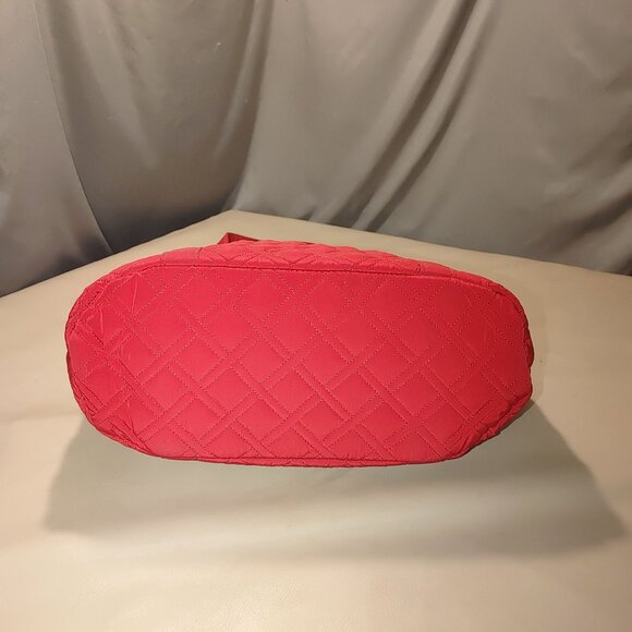 Large Vera Bradley Tall Quilted Red Tote Bag Interior Pockets Colorful Lining - Picture 10 of 13